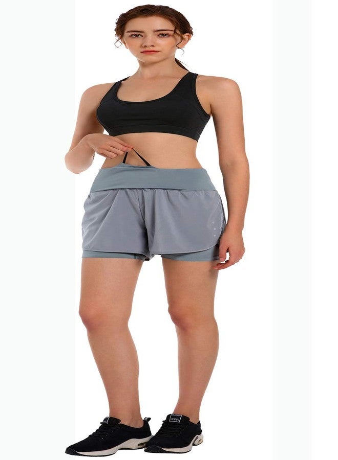 Ksmien Women's 2 in 1 Running Shorts - Lightweight Athletic Workout Gym Yoga Shorts Liner with Phone Pockets - Image 3
